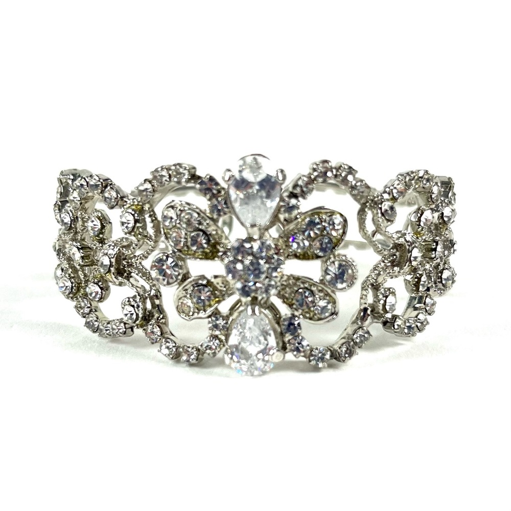 Bebe Bling Rhinestone Silver Bangle Bracelet - image 1